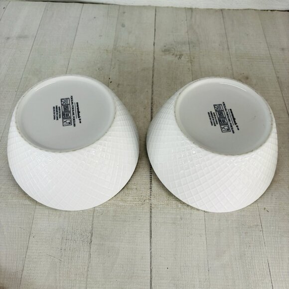 Over And Back DIAMOND White Embossed Criss Cross 8" All Purpose Bowl Set of 2 - Picture 7 of 15